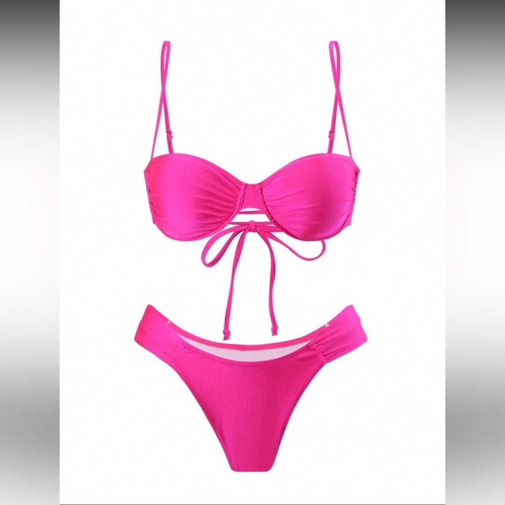Hot Barbie pink high waisted bikini